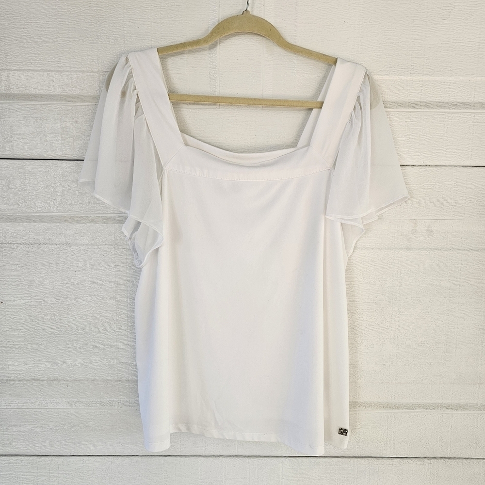 Calvin Klein Woman's XL White Square Cut Blouse - Picture 2 of 12